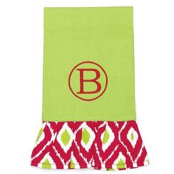 Personalized Red & Green Ikat Christmas Hand Towel