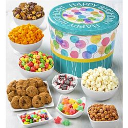Say It with Dots Snacks and Sweets in Happy Birthday Gift Tin