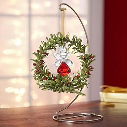 Mini Holiday Angel in Wreath with Stand