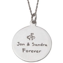Sterling Silver Couple's Engraved Message Disc Pendant