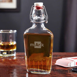 Elements of Drinking Engraved Glass Whiskey Flask