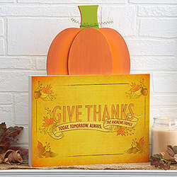 Personalized Pumpkin Give Thanks Tabletop Decor