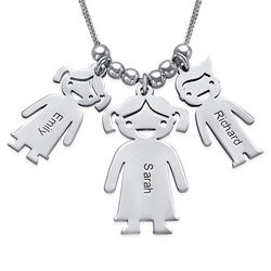 Personalized Beautiful Mom and Children Silver Charms Necklace