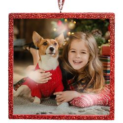 Custom Photo TwinkleBright LED Ornament in Red