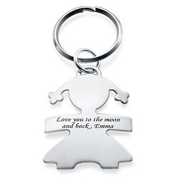 Mother's Personalized Girl Keychain in Sterling Silver