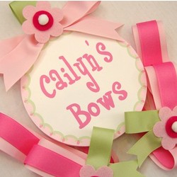 Hand Painted Round Wall Letter Hair Bow Holder in Pink