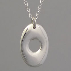Sterling Silver Open Oval Pendant Necklace