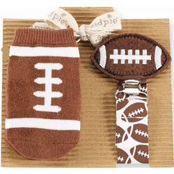 Football Socks and Pacifier Clip Set