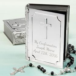 Personalized 3.5" Confirmation Bible Metal Keepsake Box
