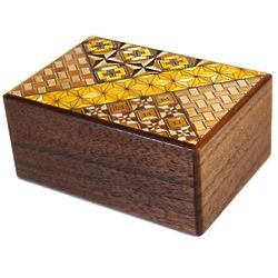 4 Sun 14-Steps Koyosegi and Walnut Wood Japanese Puzzle Box
