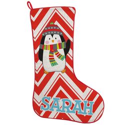 Personalized Penguin Stocking with Chevron Pattern