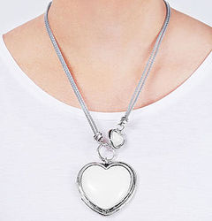 Moonstone Heart Medallion Silver Necklace
