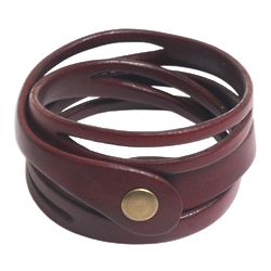 Crimson Whisper Leather Wrap Bracelet