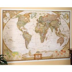 Earth-Toned World Mural Map