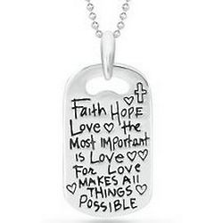 The Most Important is Love Sterling Silver Dog Tag Necklace
