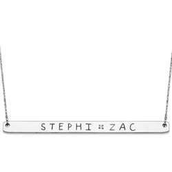 Sterling Silver Diamond Bar Couple's Necklace