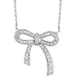 Pave Diamond Bow Necklace in 14k Gold