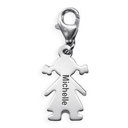 Personalized Sterling Silver Girl Pendant on Lobster Clasp