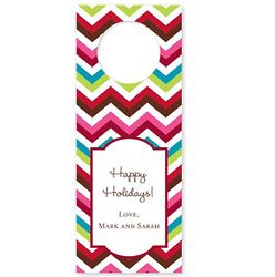 Colorful Chevron Personalized Holiday Wine Tags
