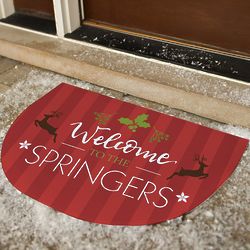 Personalized Holiday Mistletoe Doormat