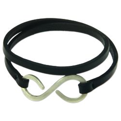 Silver Infinity Leather Wrap Bracelet