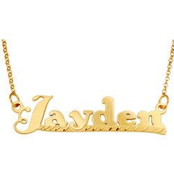 Gold Over Sterling Fancy Script Personalized Name Necklace