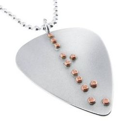 Braille Love Guitar Pick Necklace