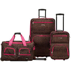 Vara 3 Piece Leopard Softside Rolling Luggage Set