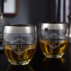 2 Personalized Wilshire Rocks Glasses with Silver Rim