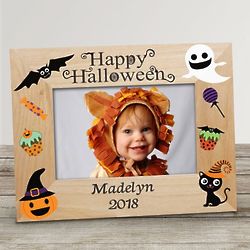 Personalized Happy Halloween Characters Wood Frame
