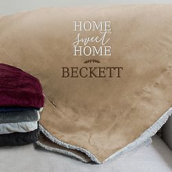 Embroidered Home Sweet Home Sherpa Blanket