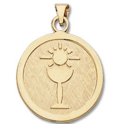 14k Yellow Gold Bread and Chalice Large Communion Medal