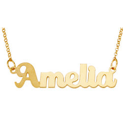 Gold Over Sterling Dual Finish Script Name Necklace