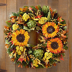 Preserved Autumn Sunflower Wreath & Centerpiece