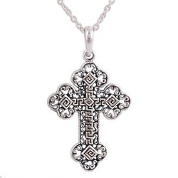 Key to Heaven Sterling Silver Cross Pendant