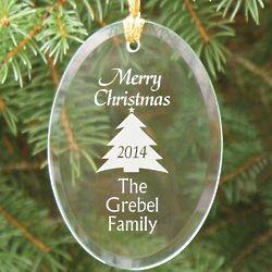 Merry Christmas Personalized Glass Ornament