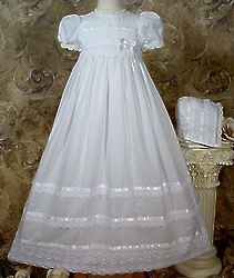 Cotton Christening Gown with Cluny Trim
