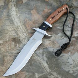 Engraved Bowie Fixed Blade Hunting Knife