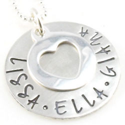 Mommys Personalized Hand Stamped All My Heart Necklace