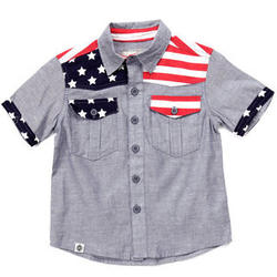 Boys Medium Wash Americana Chambray Woven Shirt
