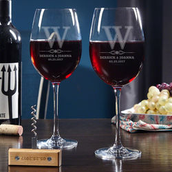 Personalized Lyndhurst Wine Glasses with Corkscrew