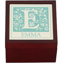 Personalized Initial Teal Tile Box