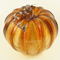 Large Glass Harvest Pumpkin Decoration