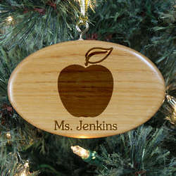 Personalized Teacher Wooden Oval Ornament