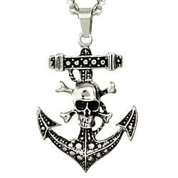 Skull and Crossbones Anchor Pendant