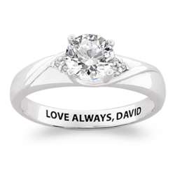 Personalized Sterling Silver CZ and Diamond Promise Ring