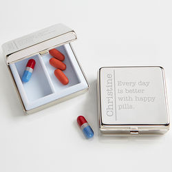 Daily Wit Personalized Silver Engraved Pill Box
