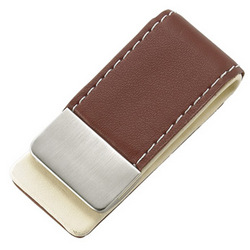 Personalized Brown Leatherette Money Clip