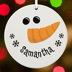 Personalized Smiling Snowman Ornament