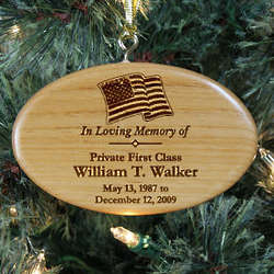 Personalized Military Memorial Wooden Oval Ornament